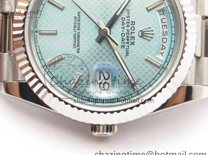 A2836 Dial 228239 Dial Blue SS BP SS Version Textured 904 on Day-Date President 40mm Ice Bracelet New 0724